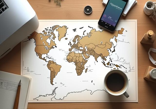 Planning a budget travel route on a map